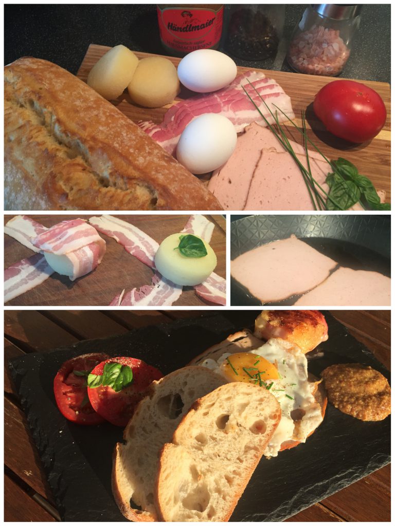 Herzhaftes Frühstück mit Leberkäse und Harzer Käse