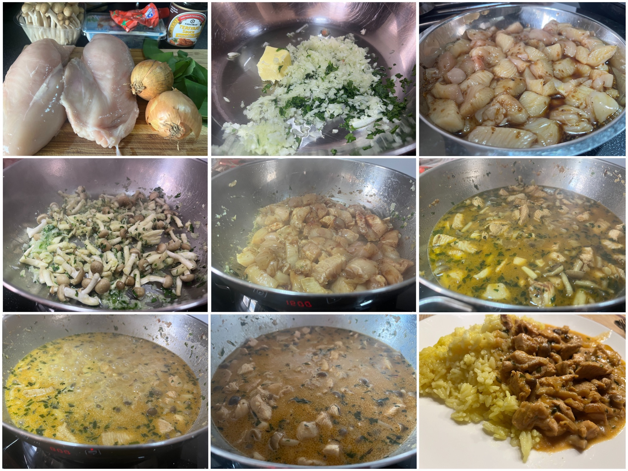 Einfaches Hähnchengeschnetzeltes mit Buchenpilzen Einfaches Hähnchengeschnetzeltes mit Buchenpilzen