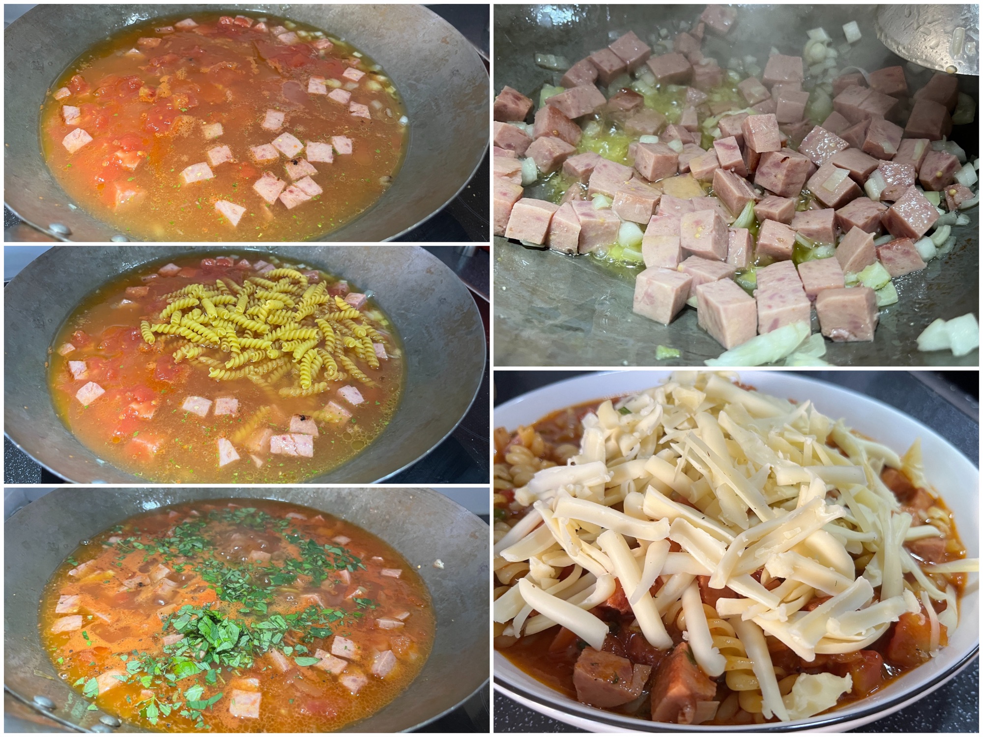 Schnelle Nudeln mit Tomatensoße und Jagdwurst