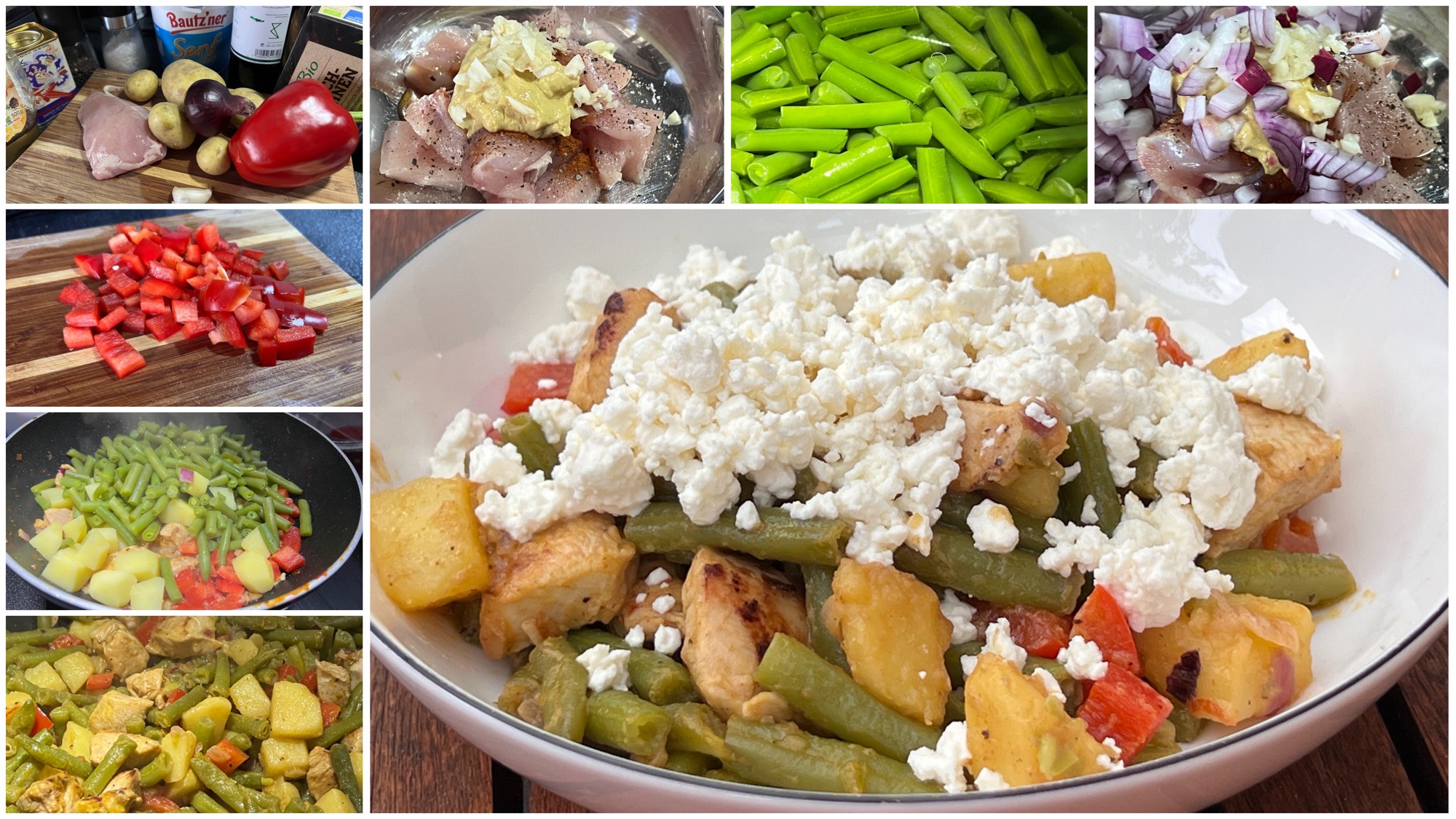 Honig-Senf-Hähnchen mit Bohnen und Paprika