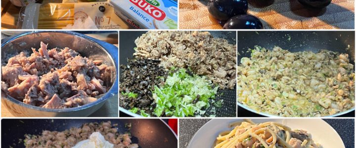 Nudeln mit Thunfisch und Schrimps